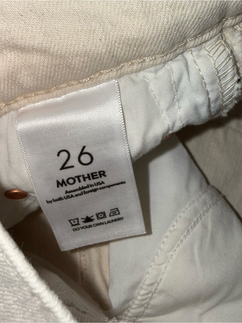 NWT MOTHER The Half-Pipe Ankle Jeans Act Natural Off White Cream Wide Leg 26 - Picture 6 of 14
